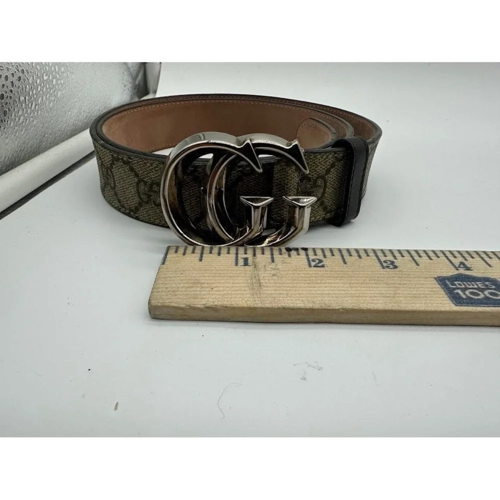 Gucci Interlocking G Belt GG‎ Supreme Canvas Silver Buckle 245859 90 36 Mens